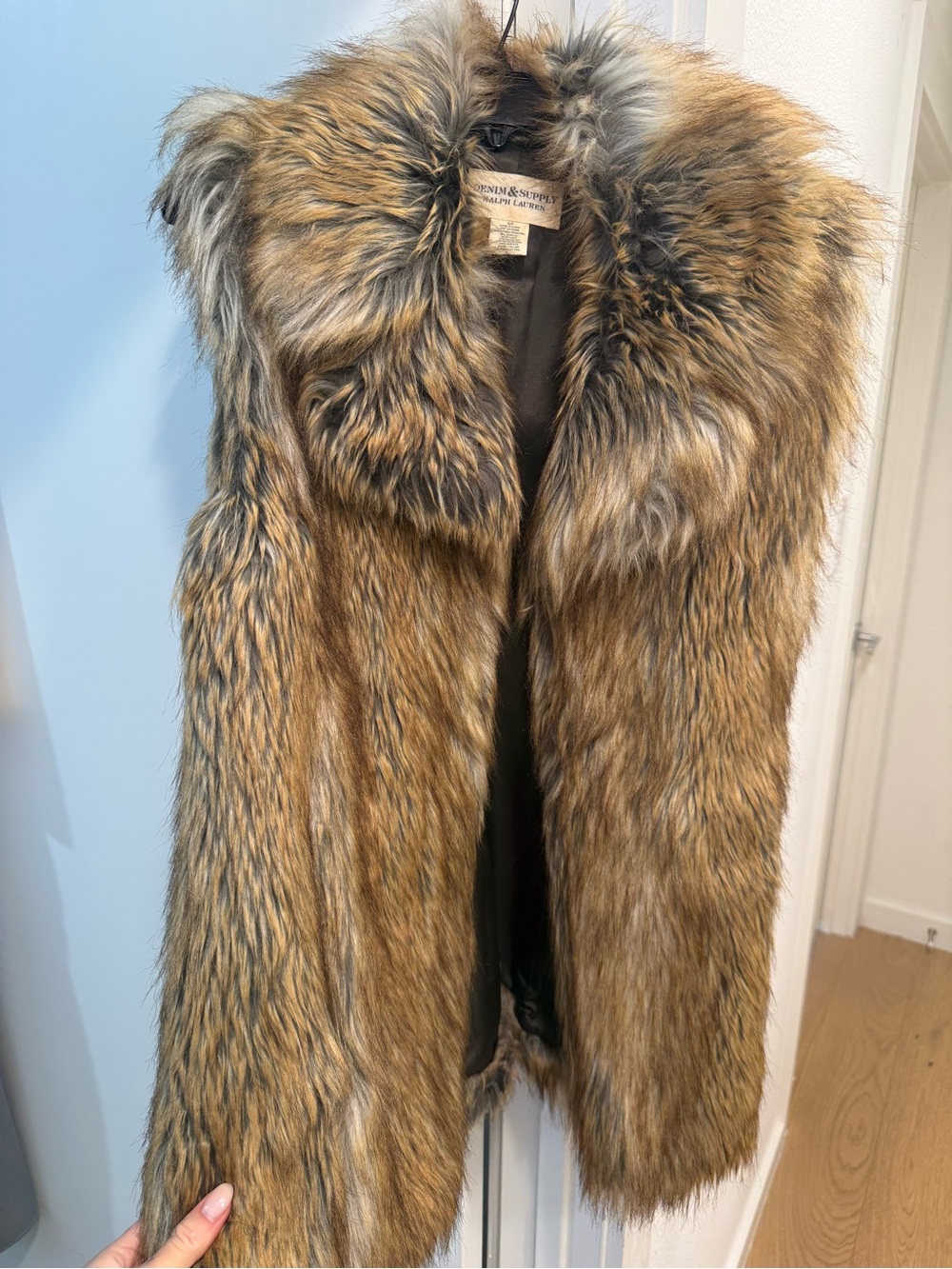 Denim & Supply Ralph Lauren Brown Multi Faux Fur Vest